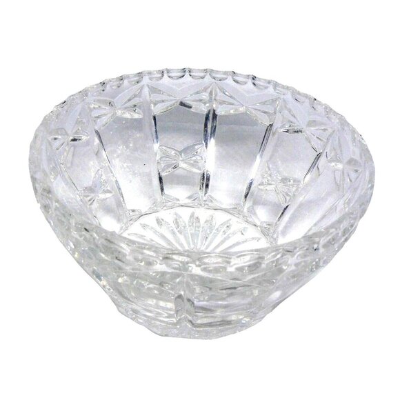 Vintage Heavy Clear Glass Decorative Bowl Butterfly Bow Accts Sunburst on Bottom - Picture 1 of 2